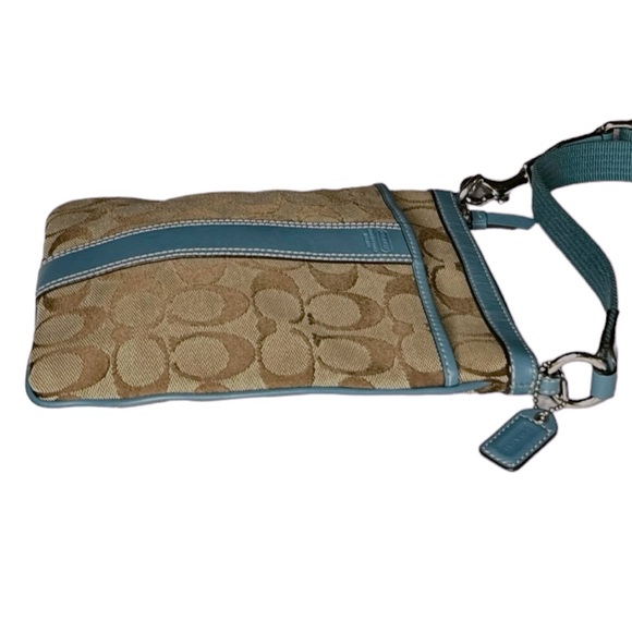 Coach Leatherware Signature Mono Canvas/Leather Crossbody/Swingpack-Tan/Blue - Picture 8 of 14